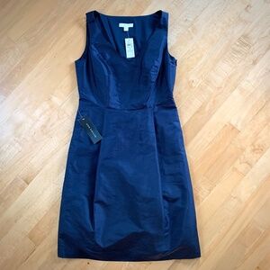 NWT Ann Taylor Navy Blue Raw Silk A-Line Sleeveless Dress - Size 2